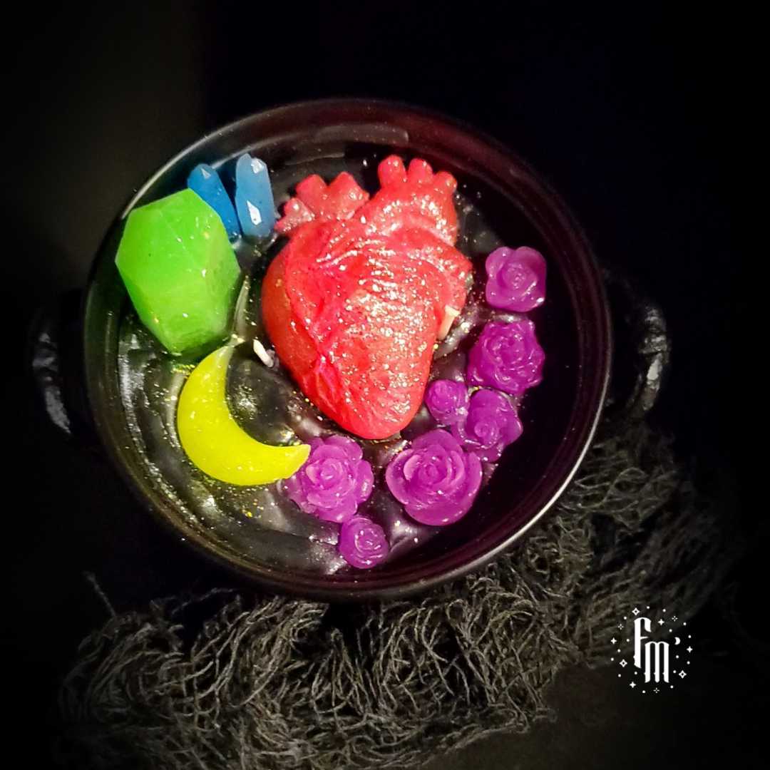 Neon Heart Deluxe Cauldron Candle Fundamental Magick