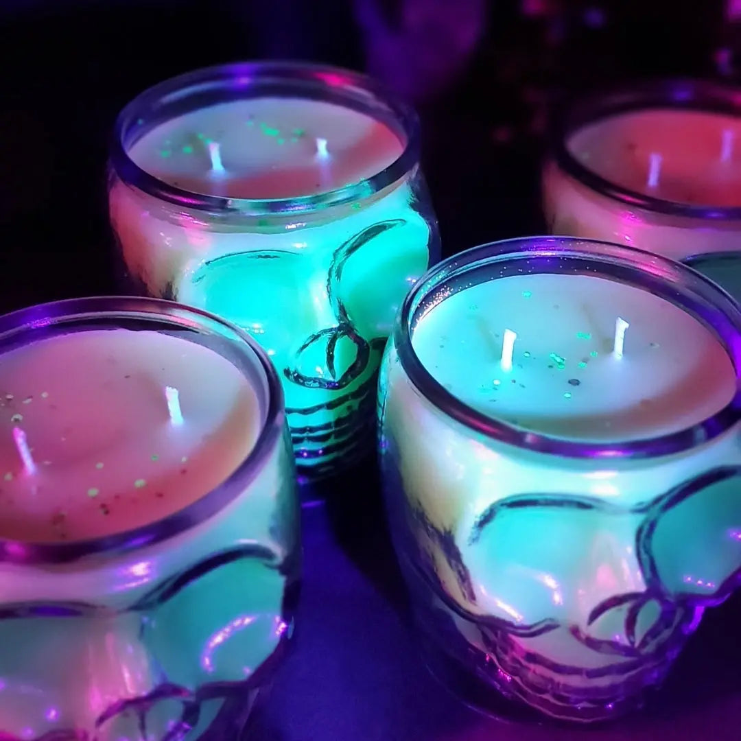 Uranium Glass Skull Candle Fundamental Magick