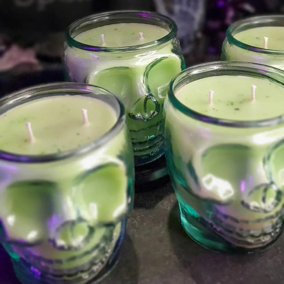 Uranium Glass Skull Candle Fundamental Magick