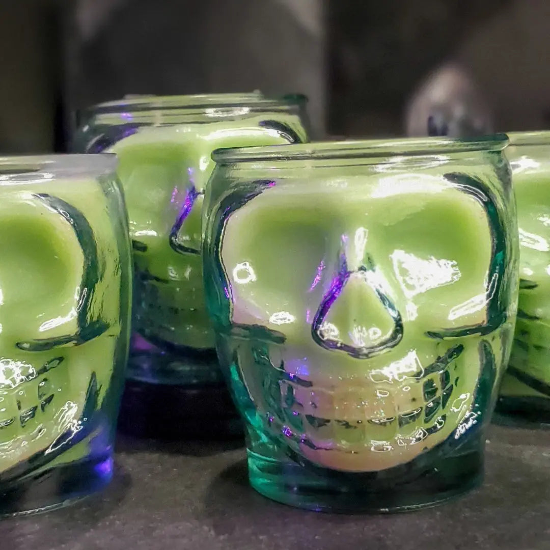 Uranium Glass Skull Candle Fundamental Magick