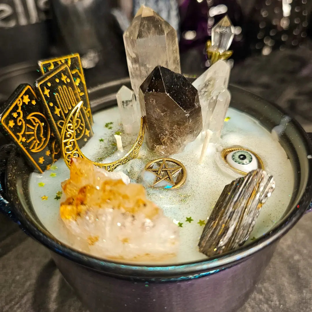 Deluxe Cauldron Candle - Golden Tarot Fundamental Magick