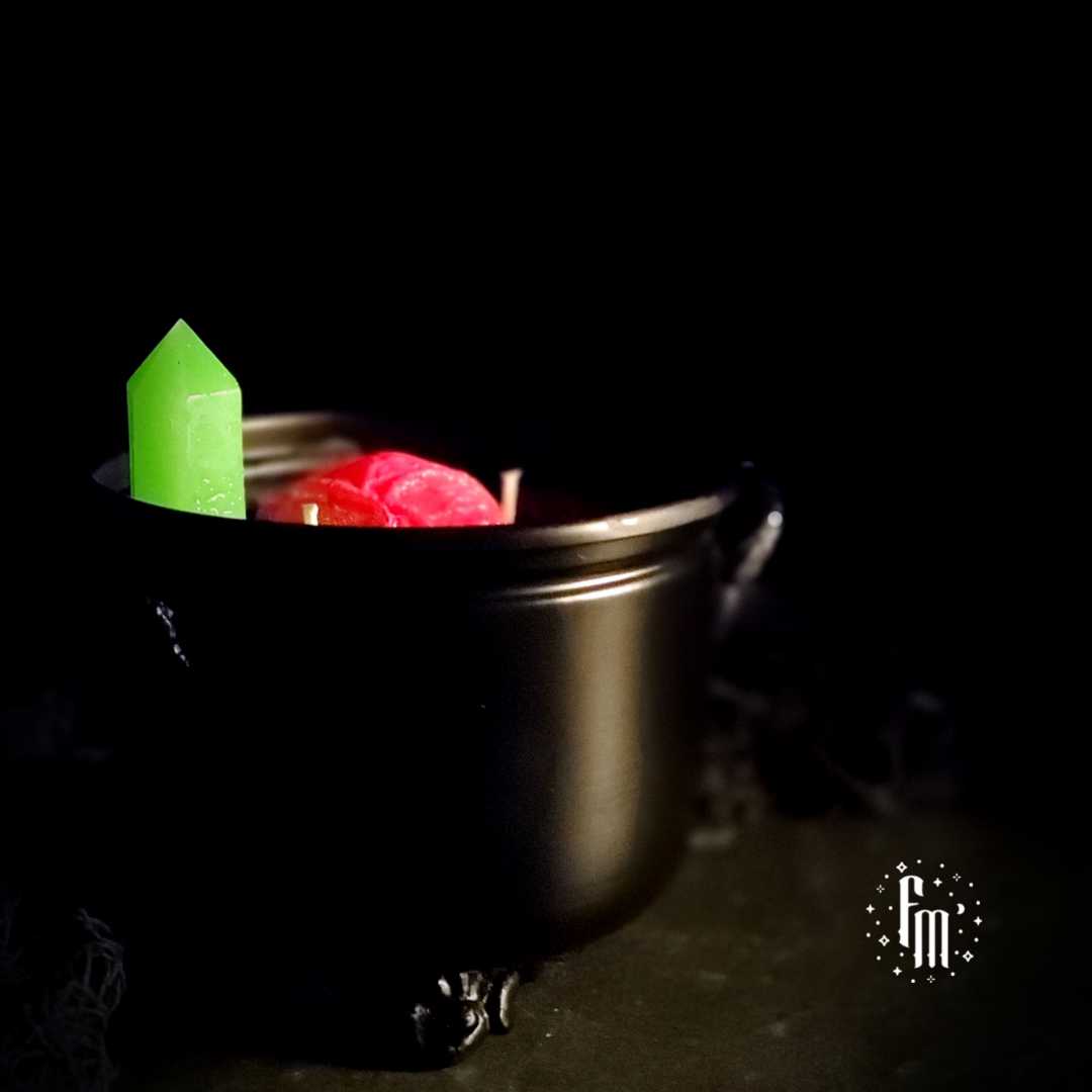 Neon Heart Deluxe Cauldron Candle Fundamental Magick