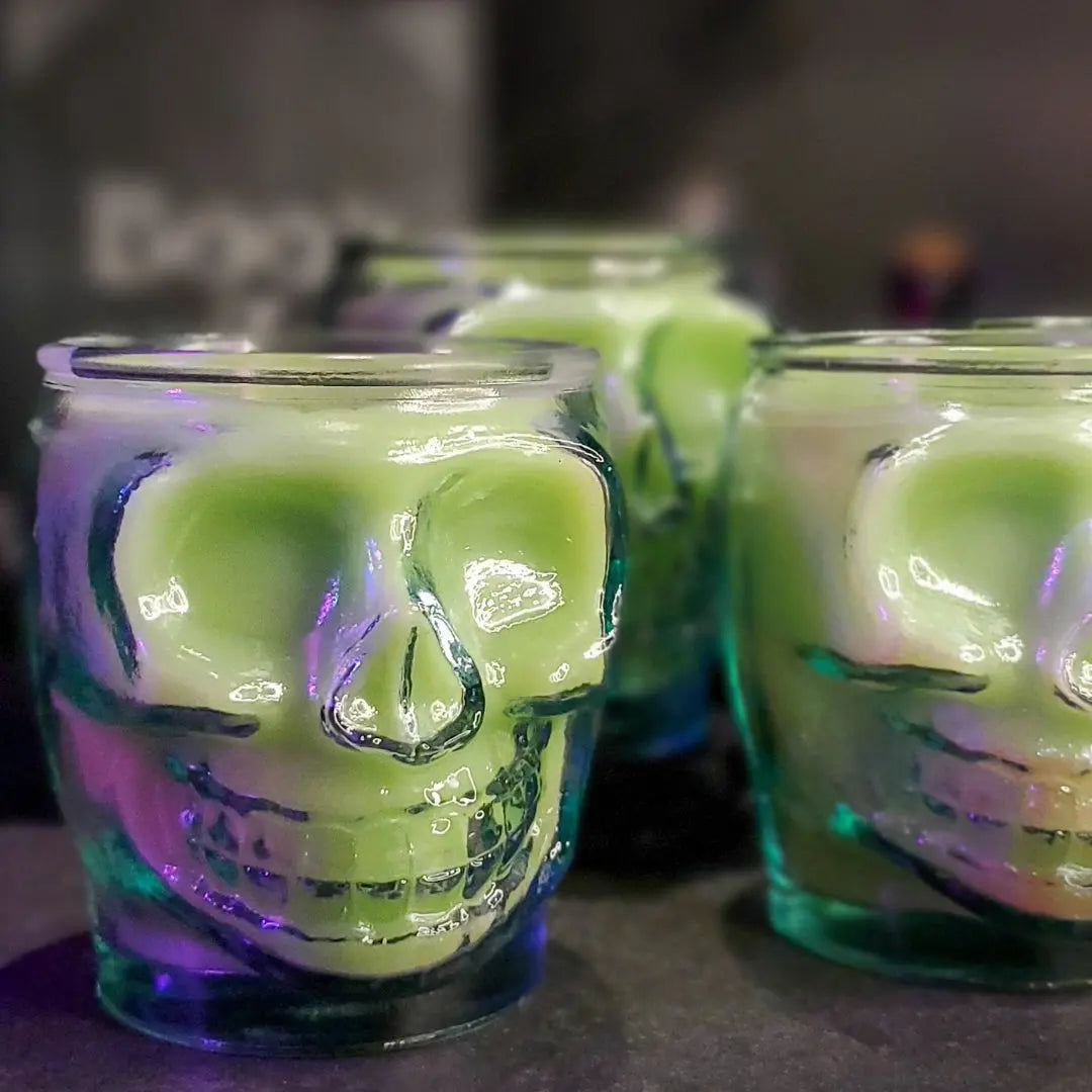 Uranium Glass Skull Candle Fundamental Magick